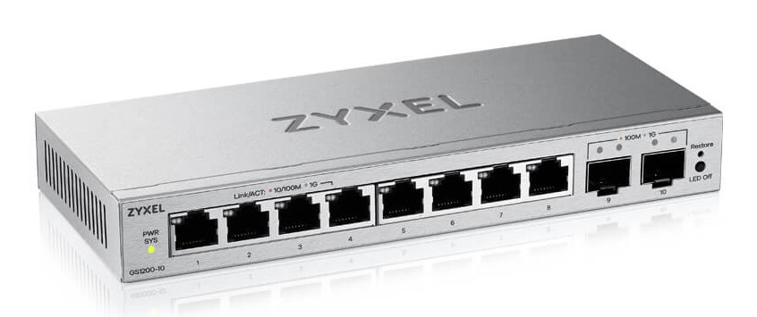 Switch rrjeti Zyxel GS1200-10v3, 8 porta Gigabit, 2 porta SFP, i zi