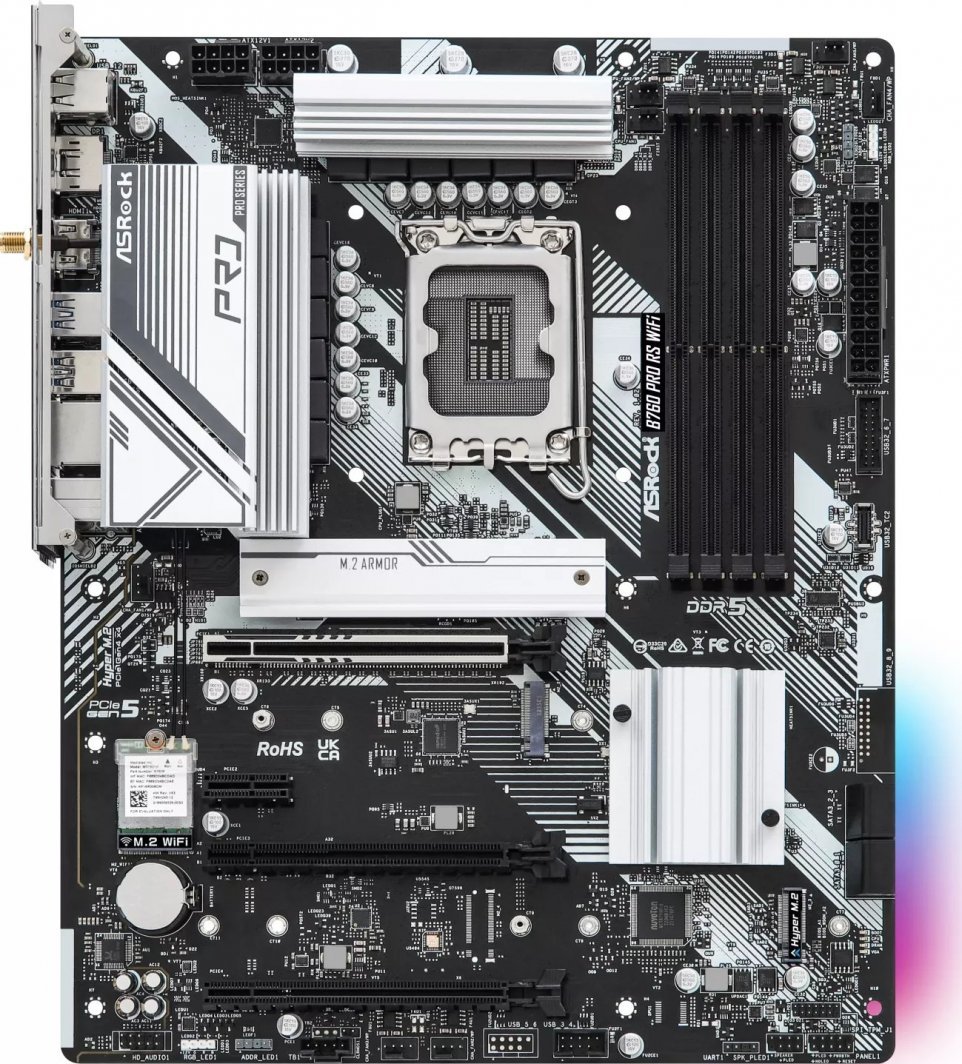 Pllakë amë ASRock B760 PRO RS WIFI, Socket 1700, DDR5, PCIe 5.0, WiFi 6E, e zezë