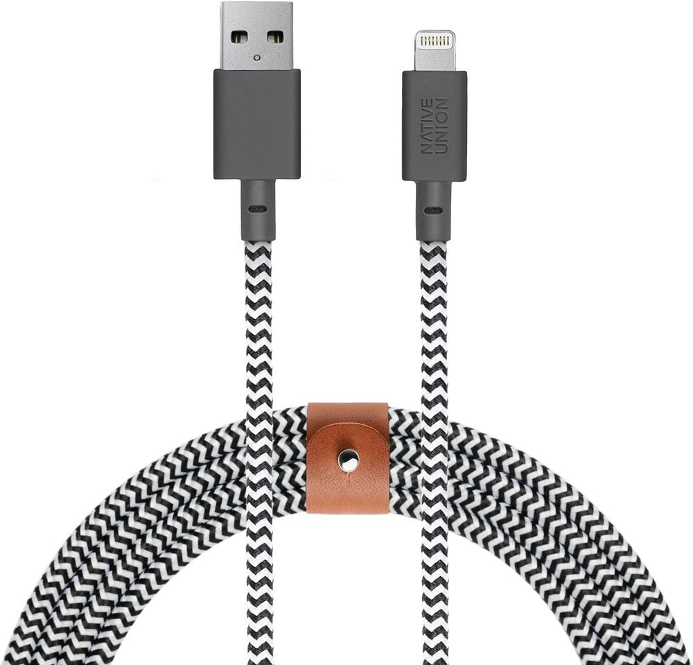 Kabllo USB Native Union BELT, USB A në Lightning, 3 m, zi bardhë