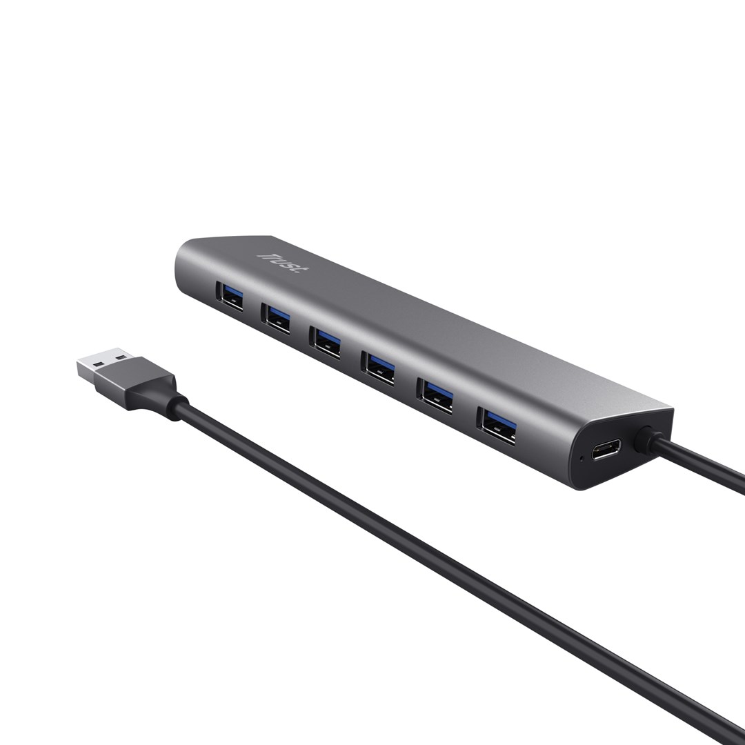 USB Hub Trust Halyx, 7 porte USB-A, 5Gbps, i argjendtë