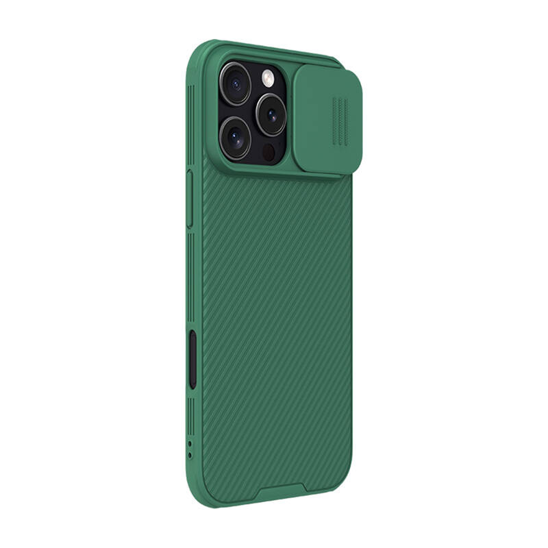 Mbulesë telefoni Nillkin CamShield Pro për iPhone 16 Pro Max, me kapak kamere, e gjelbër e errët