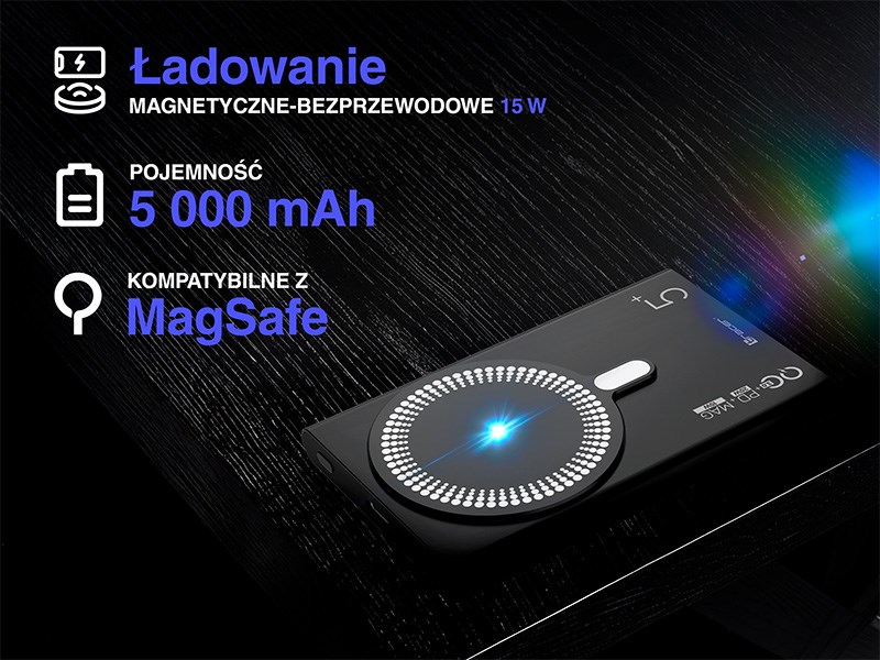 Powerbank Tracer AIRMAG2 5000mAh, PD 20W, MagSafe 15W, i zi