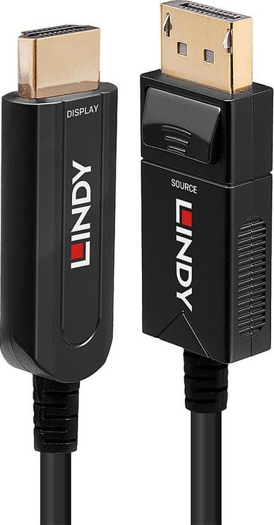 Kabllo Lindy Fibre Optic Hybrid DisplayPort 1.2 në HDMI, 20m, 4K UHD