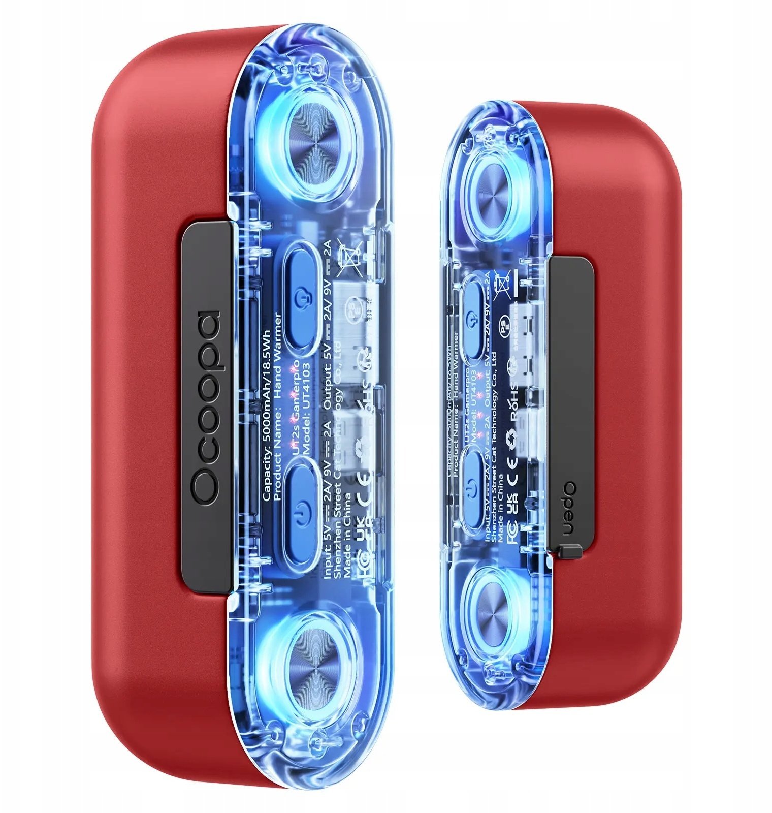 Ngrohës duarsh dhe power bank Ocoopa UT2s GamerPro, 2x 5000 mAh, 18 W, i kuq