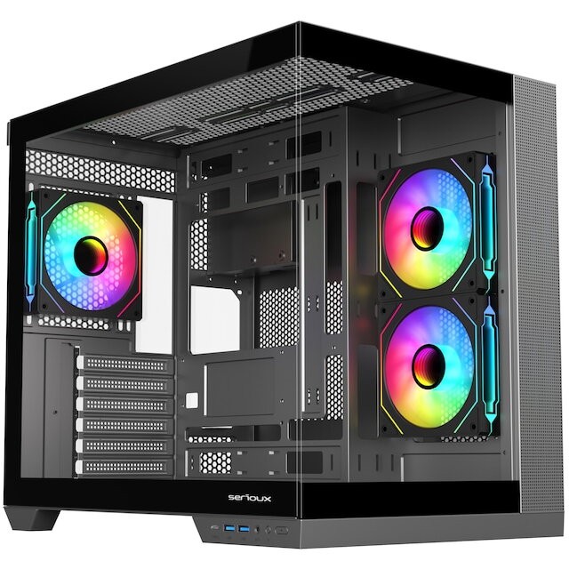 Kutia PC Serioux SHADOW, Middle Tower ATX, xham i temperuar, e zezë