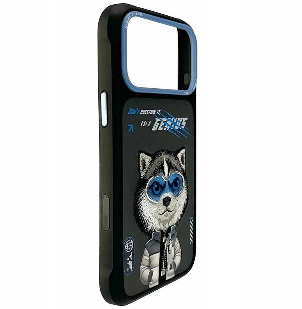 Kapak telefoni Nimmy Cool and Cute 2.0 Wolf për iPhone 17 Pro Max, mbrojtëse smartphone, i zi