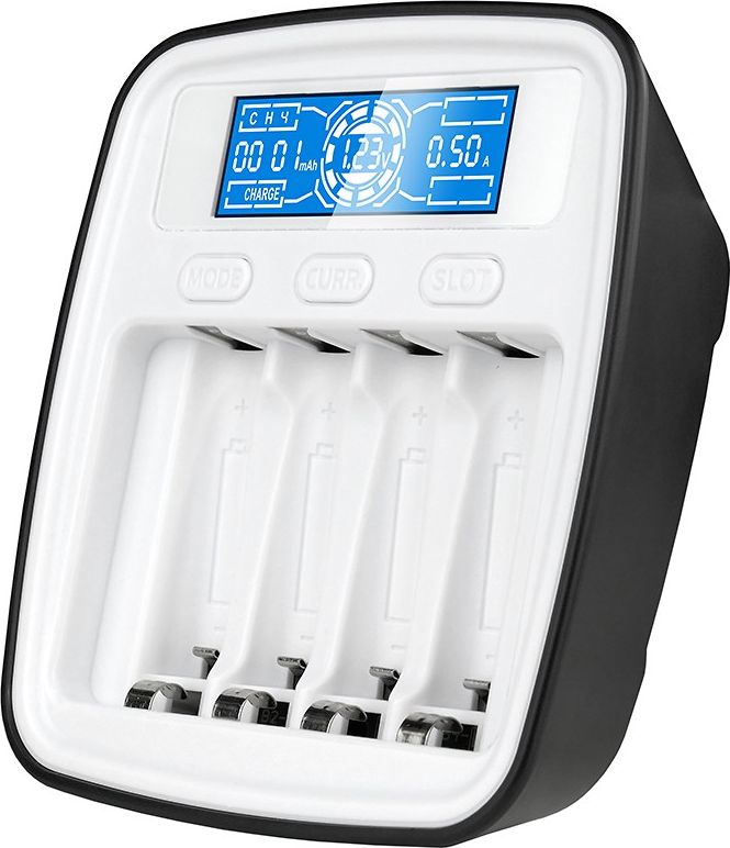 Полнач за батерии EverActive NC-1000M, 4 канали, LCD екран, сив