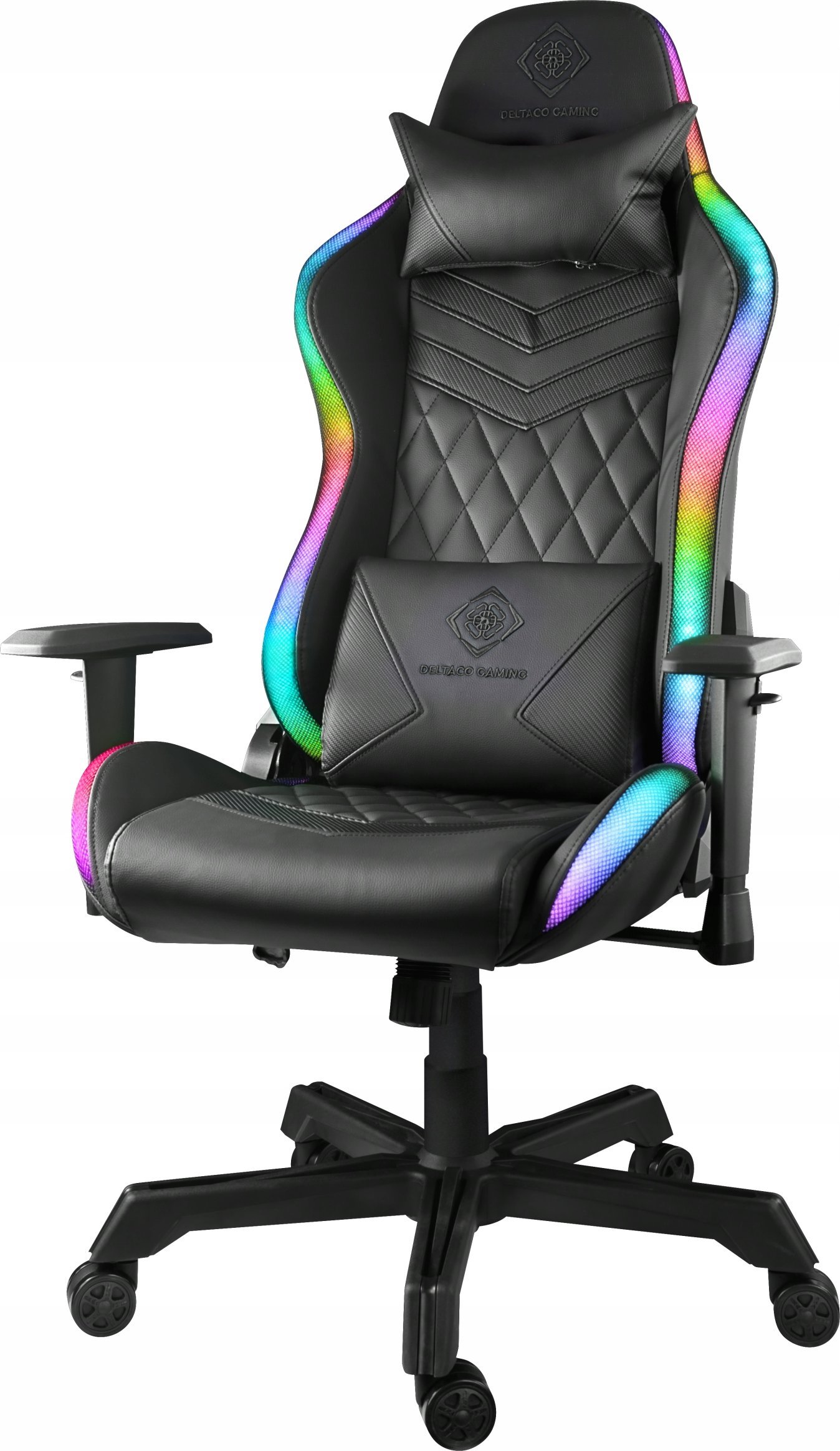 Karrige gaming Deltaco White Line, ergonomike, RGB LED, e bardhë
