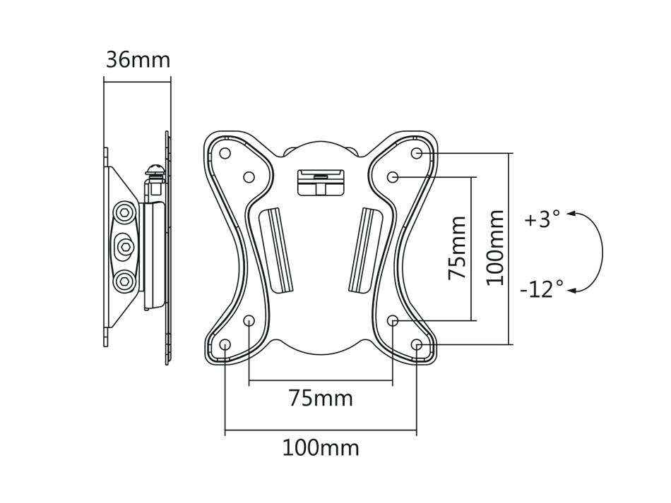 Mbajtëse TV Maclean MC-715, 13-27", 25kg, VESA 100x100, e zezë