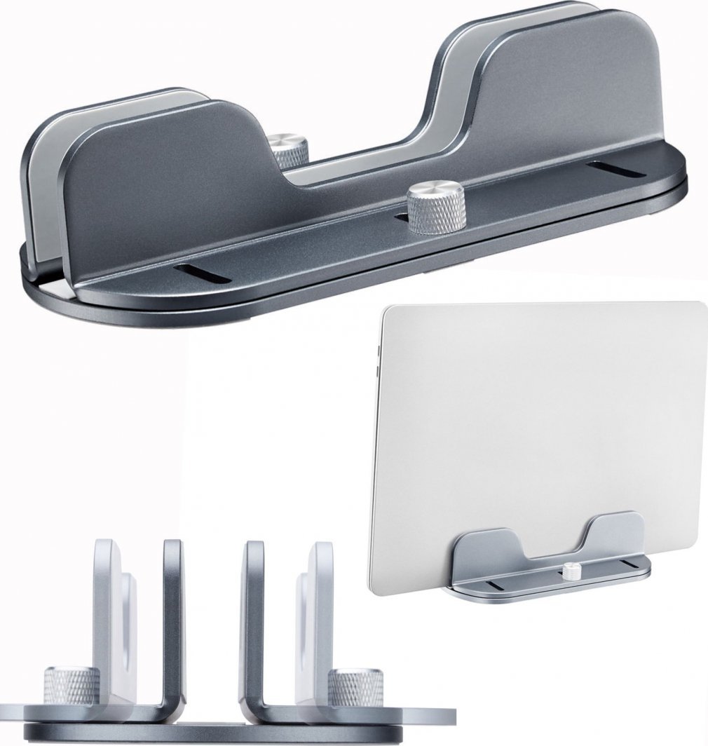 Mbajtëse vertikale për laptop Mozos H1, alumini, gri