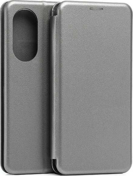 Këllëf libër magnetik Beline për Oppo A98, TPU me lëkurë sintetike, me xhep për karta, ngjyrë gri metalike