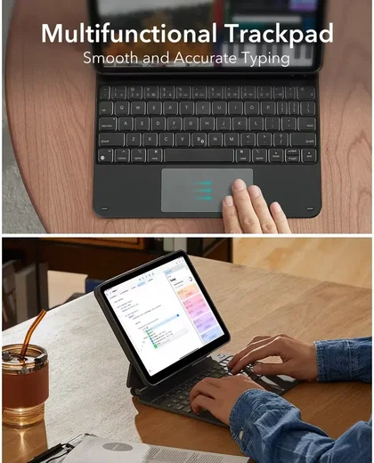 Mbrojtëse me tastierë ESR Rebound Magnetic 360, US, për iPad Pro 11" (4/3/2/1 Gen), Air (5/4 Gen), Air 11" (M2/M3/M4), e zezë