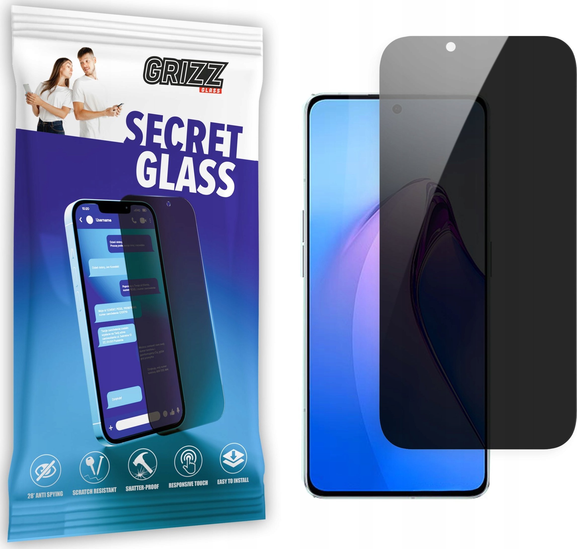 Xham mbrojtës privatizues Grizz SecretGlass për Oppo Reno 8 Pro, qeramik, transparent