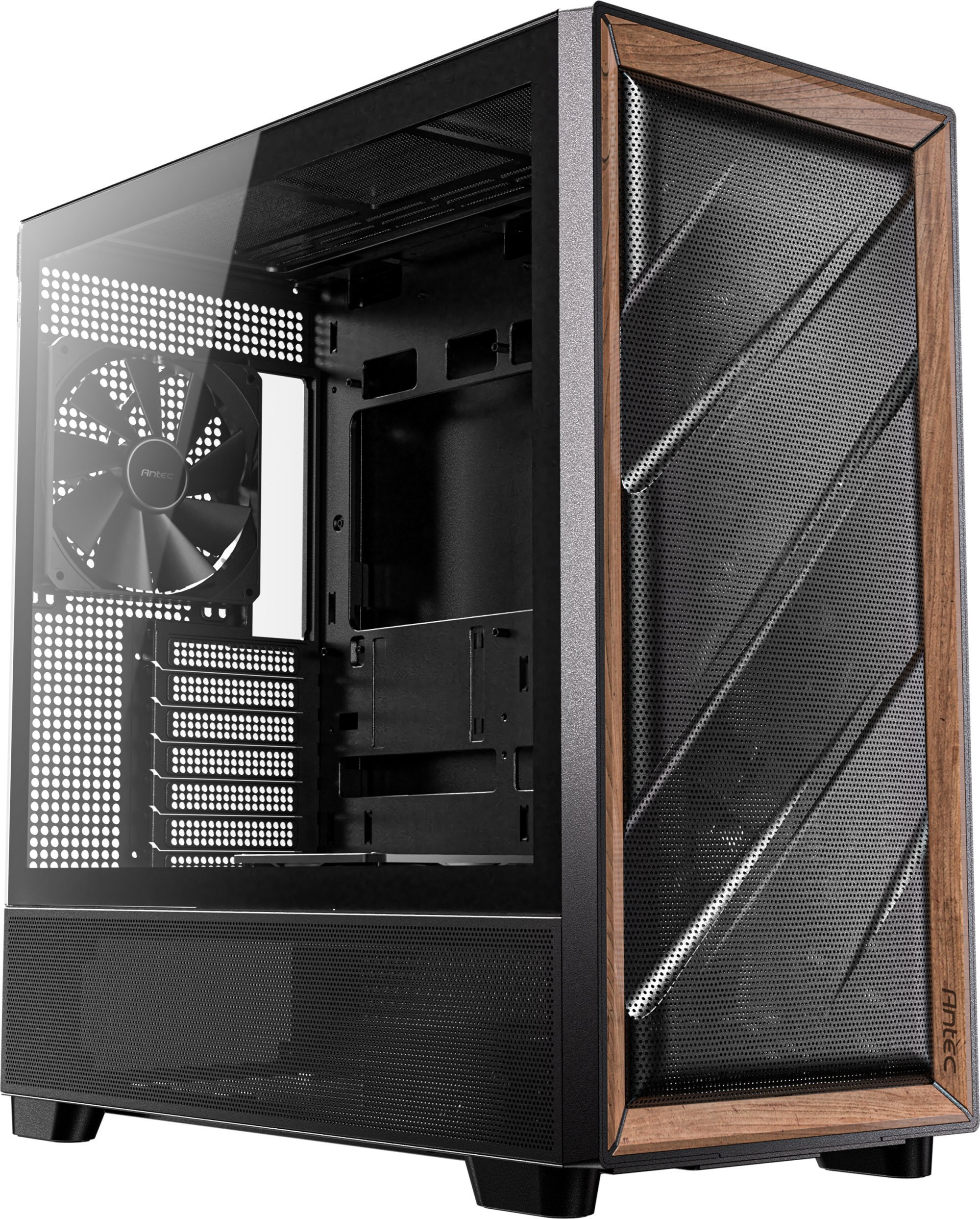 Kuti kompjuteri Antec Dark League DF700 Flux, MIDI Tower, ARGB, e zezë me dru arre