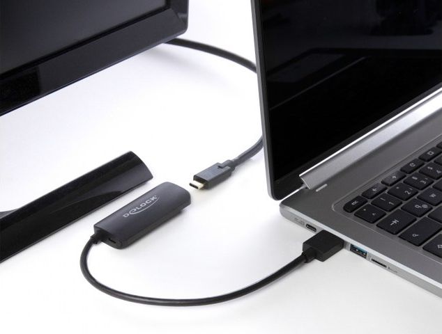 Adapter USB Delock 63251, HDMI në USB C, 4K 60Hz, i zi