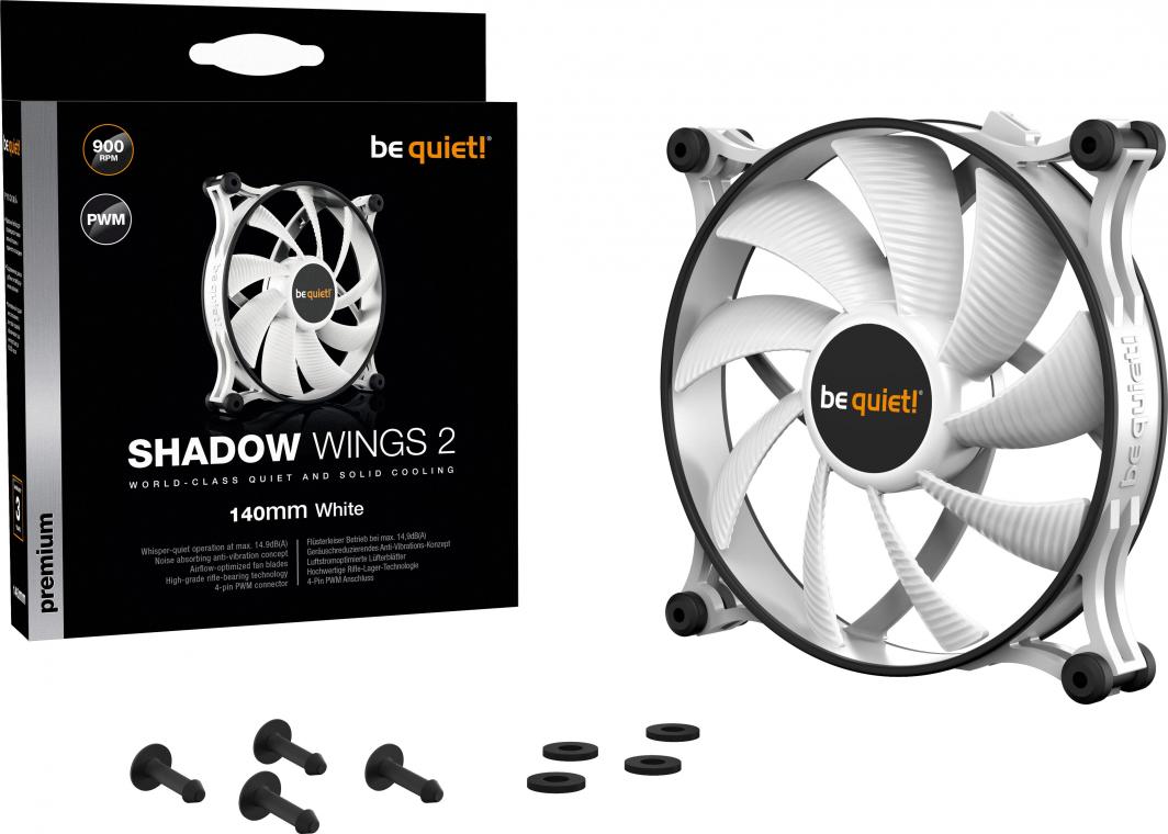 Ftohës be quiet! Shadow Wings 2, 140 mm, i bardhë