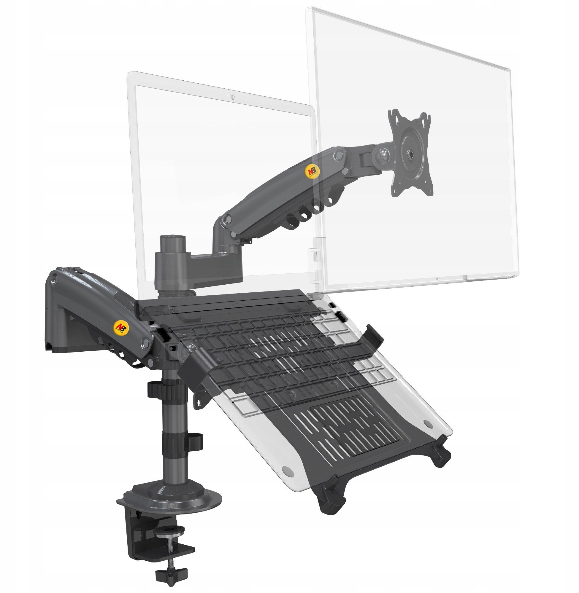 Mbajtës profesional tavoline për monitor dhe laptop, 17" 27", deri 9 kg, i zi