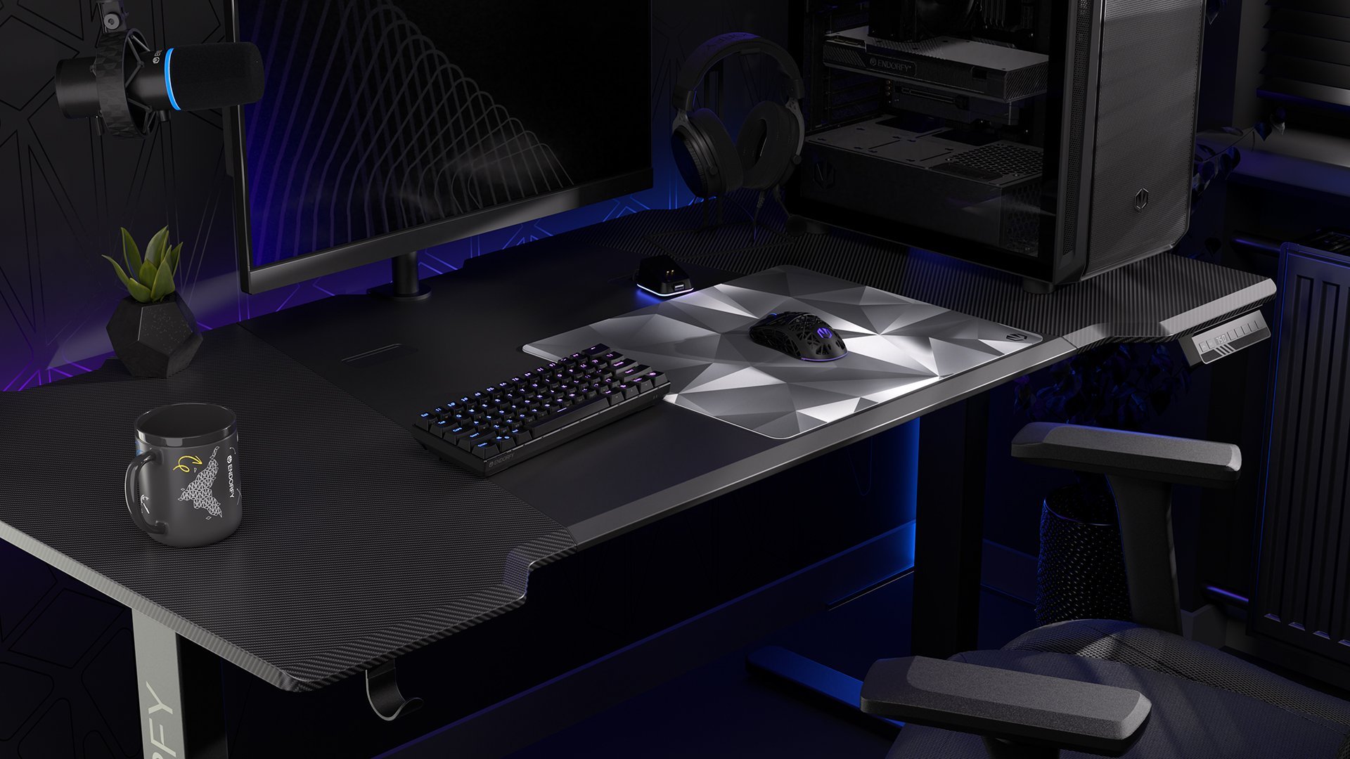 Mousepad gaming Endorfy Crystal Black L, 450x400mm, kundër rrëshqitjes, i zi e bardhë
