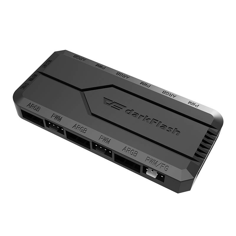 Kontrollues ventilatorësh DarkFlash RC2, PWM dhe ARGB, sinkronizim 5V 3 Pin, i zi
