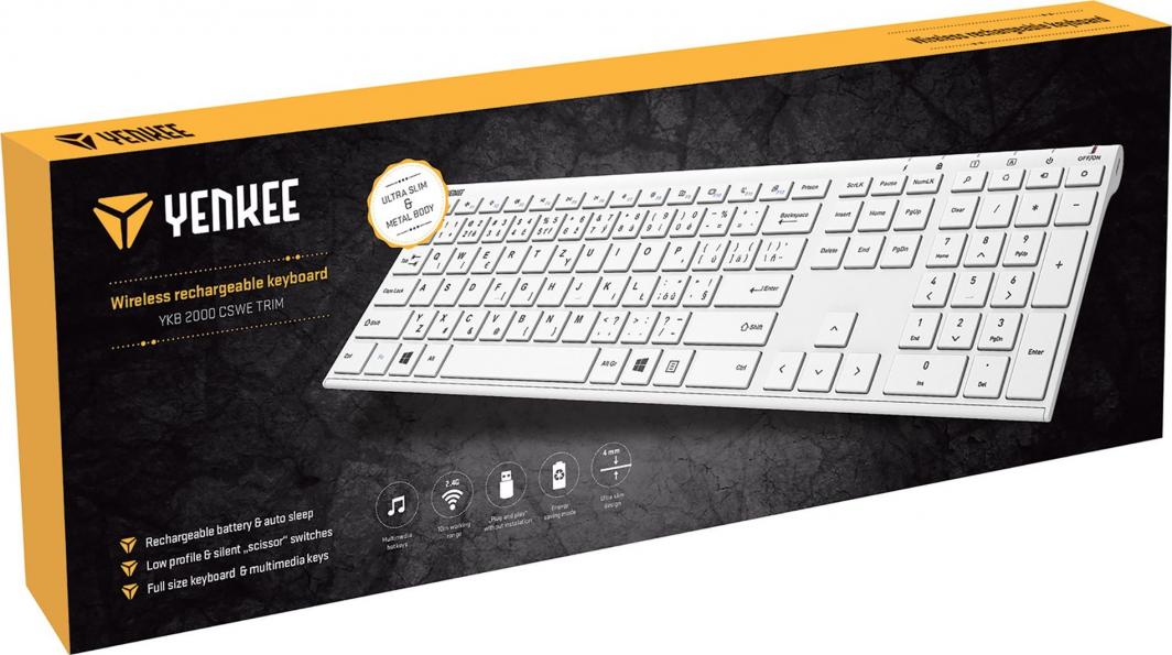 Tastierë Yenkee YKB, wireless, CZ + SK, e bardhë