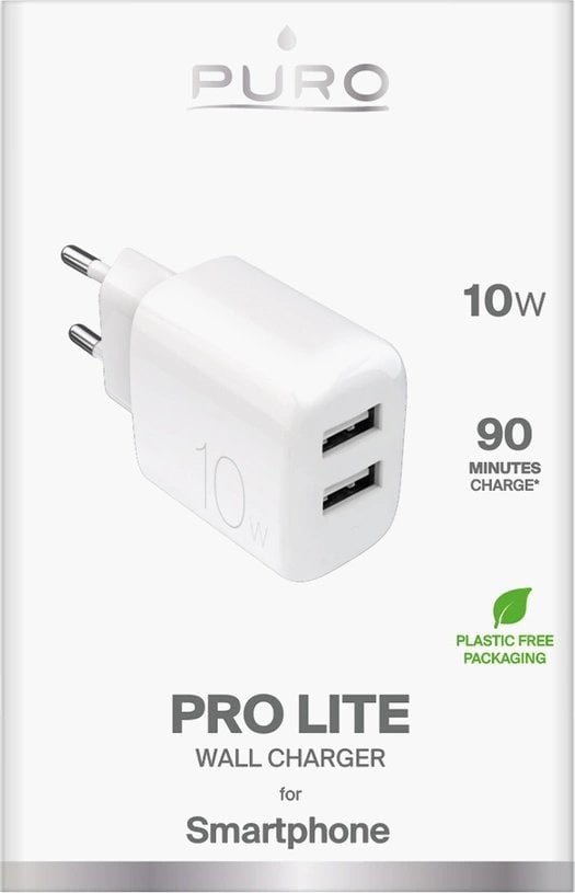 Karikues muri Puro PROLITE, 10W, 2x USB A, i bardhë