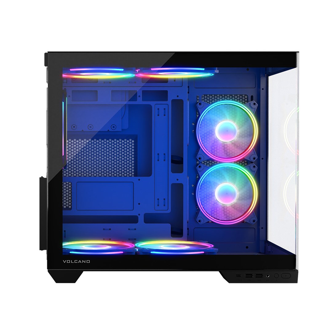 Kuti gaming Modecom Volcano Panorama Apex ARGB 3F, ATX, me xham të temperuar, gri