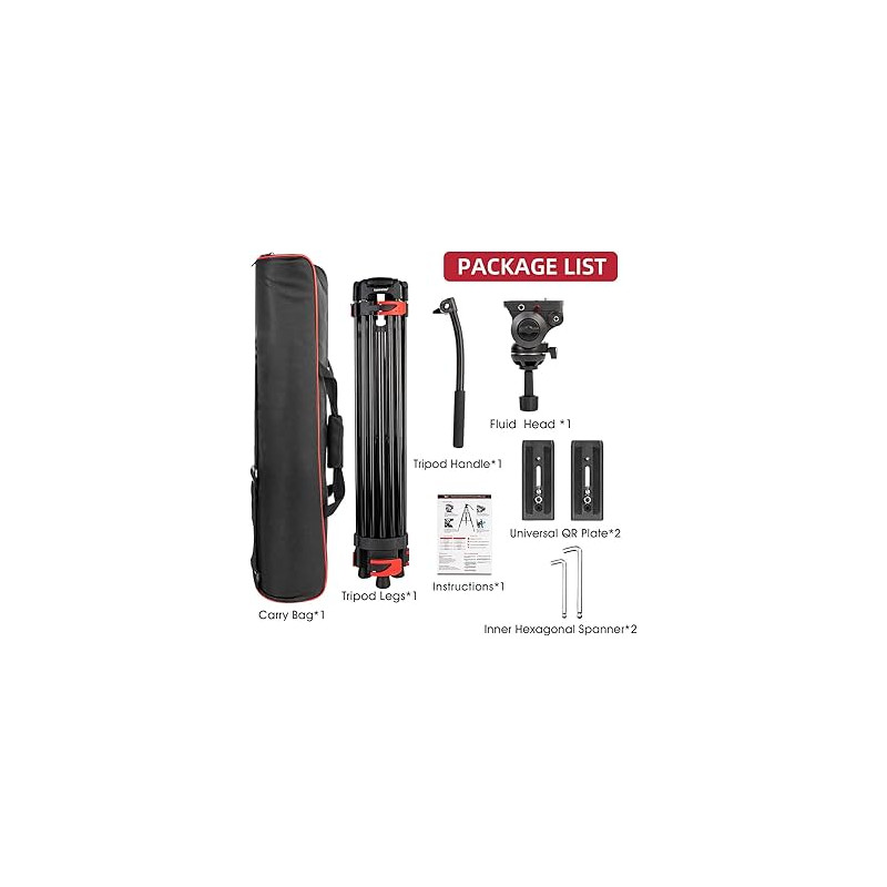 Video Tripod with Fluid Head 185cm