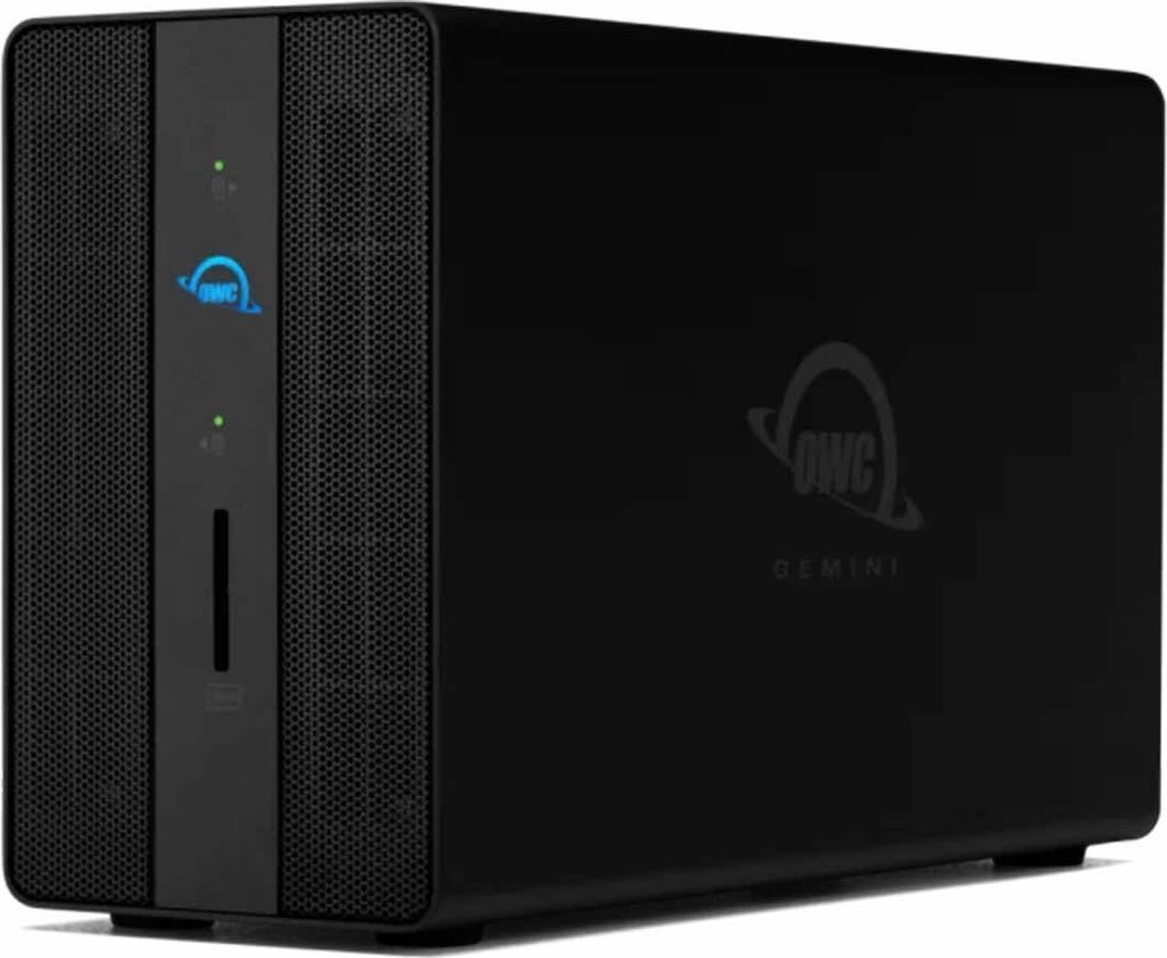 Kasë RAID me dok OWC Gemini Thunderbolt 3, 2 slota disqesh, USB dhe HDMI, e zezë