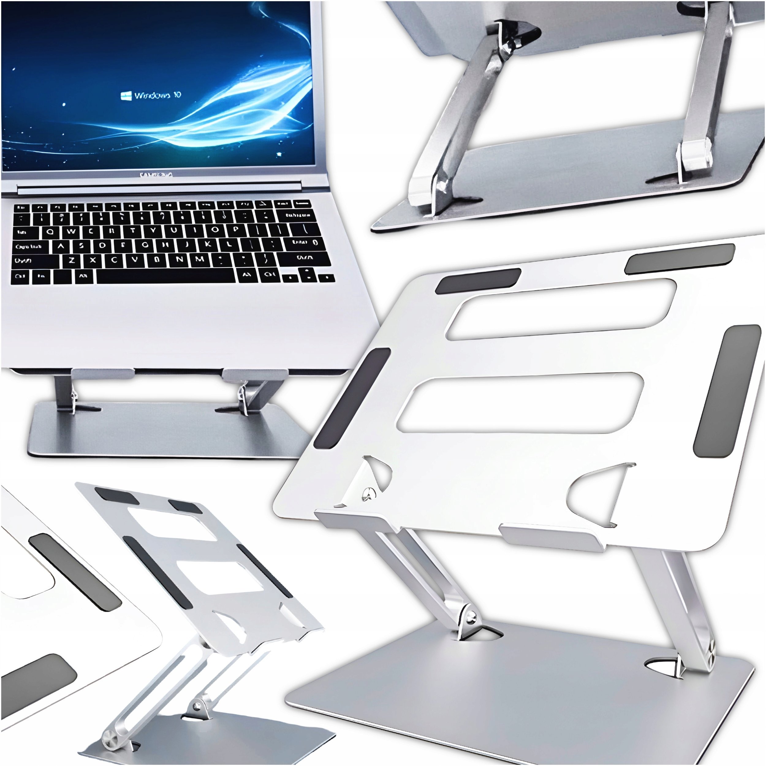 Stendë laptopi univerzale, rregullueshme, palosëse alumini 11–17", argjendi