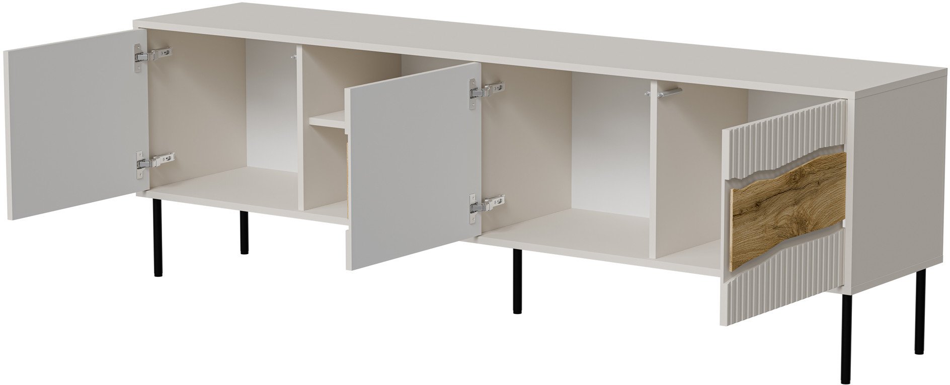 Kabinet TV Cama Meble FELLINI 3D1W, 190x40x61.5 cm, me LED, ngjyrë cashmere