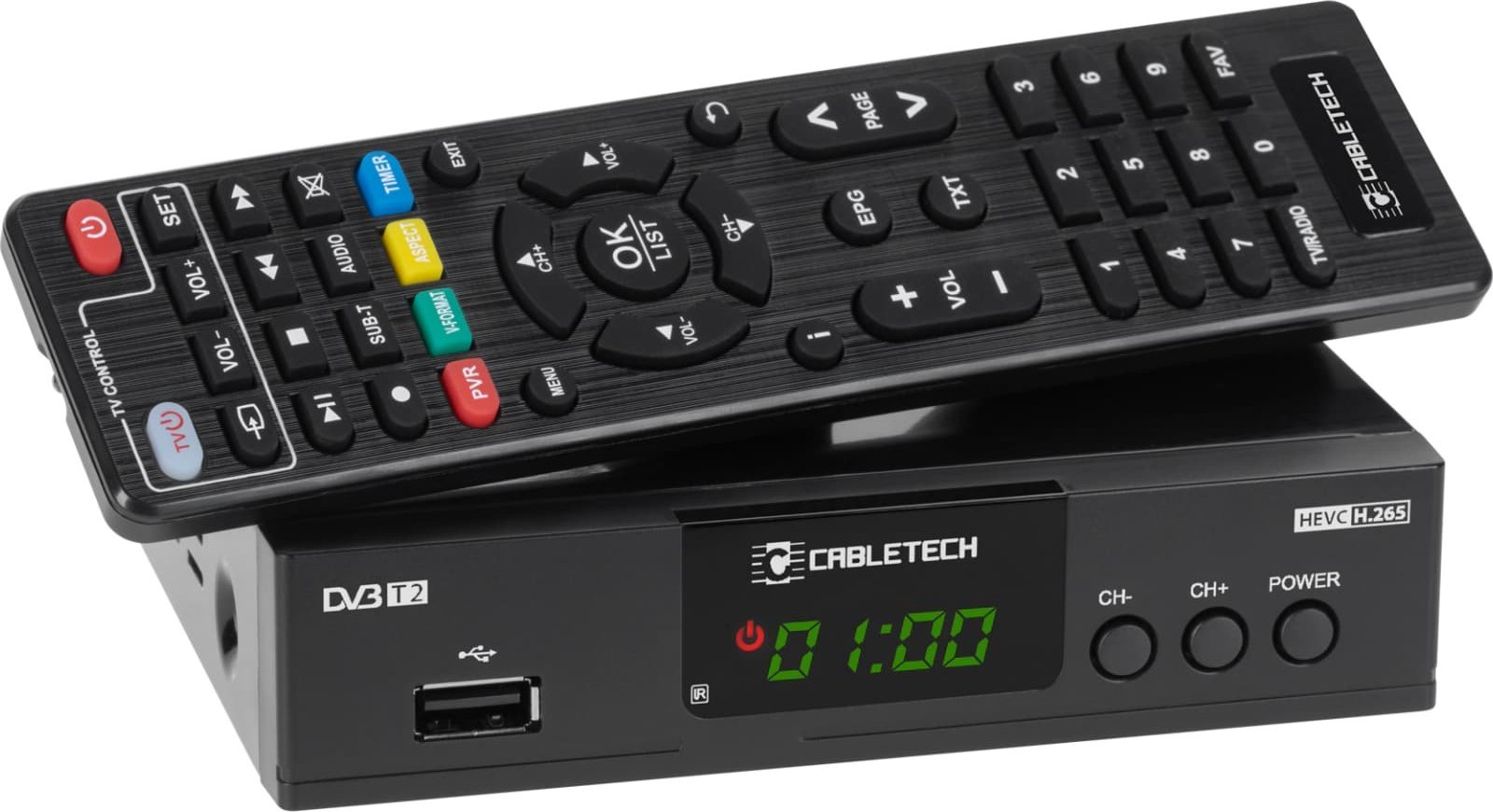 Tuner TV Cabletech URZ0338A, DVB-T2 H.265 HEVC, USB, i zi