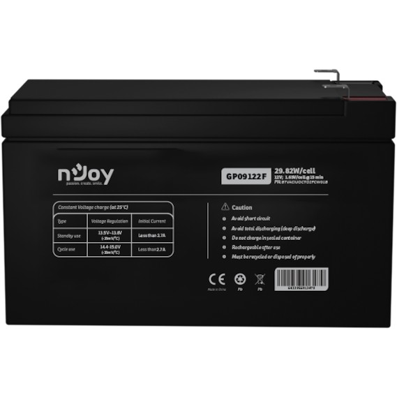 Bateri UPS NJoy GP09122F, 12V, 9Ah, e zezë
