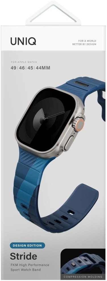 Rrip dore UNIQ Stride De Rubber për Apple Watch, 49/46/45/44 mm, gome FKM, Storm