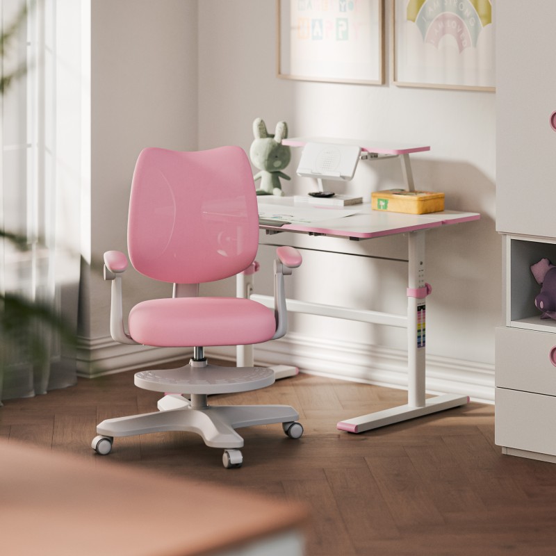 Karrige zyre për fëmijë Mark Adler Junior 4.6 Pink, ergonomike, me mbështetëse këmbësh, rozë