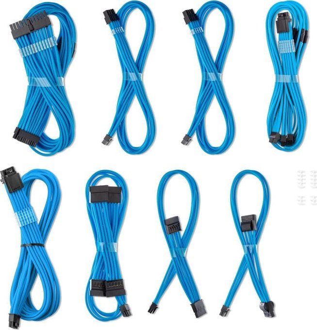 Set kabllosh CableMod C-Series Pro ModMesh 12VHPWR, për Corsair RM RMi RMx, StealthSense, blu e çelët