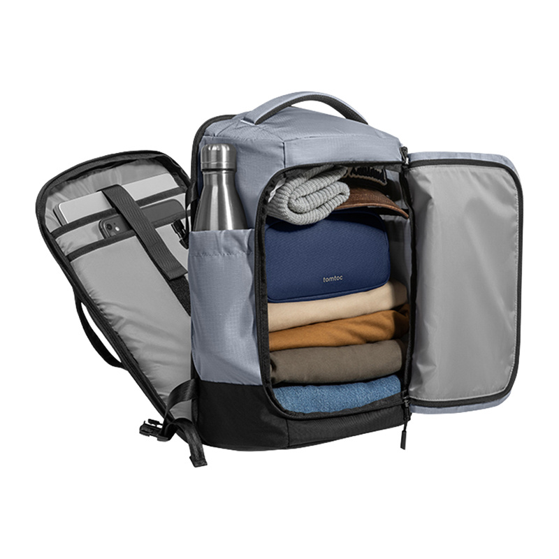 Çantë shpine udhëtimi Tomtoc Navigator T66 Liteway, 28L, për laptop 16", gri e çelët
