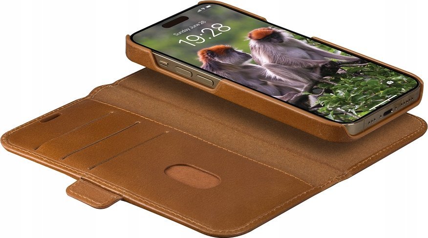 Kopertinë dbramante1928 Lynge për iPhone 15 Pro, lëkurë natyrale, portofol, ngjyrë tan