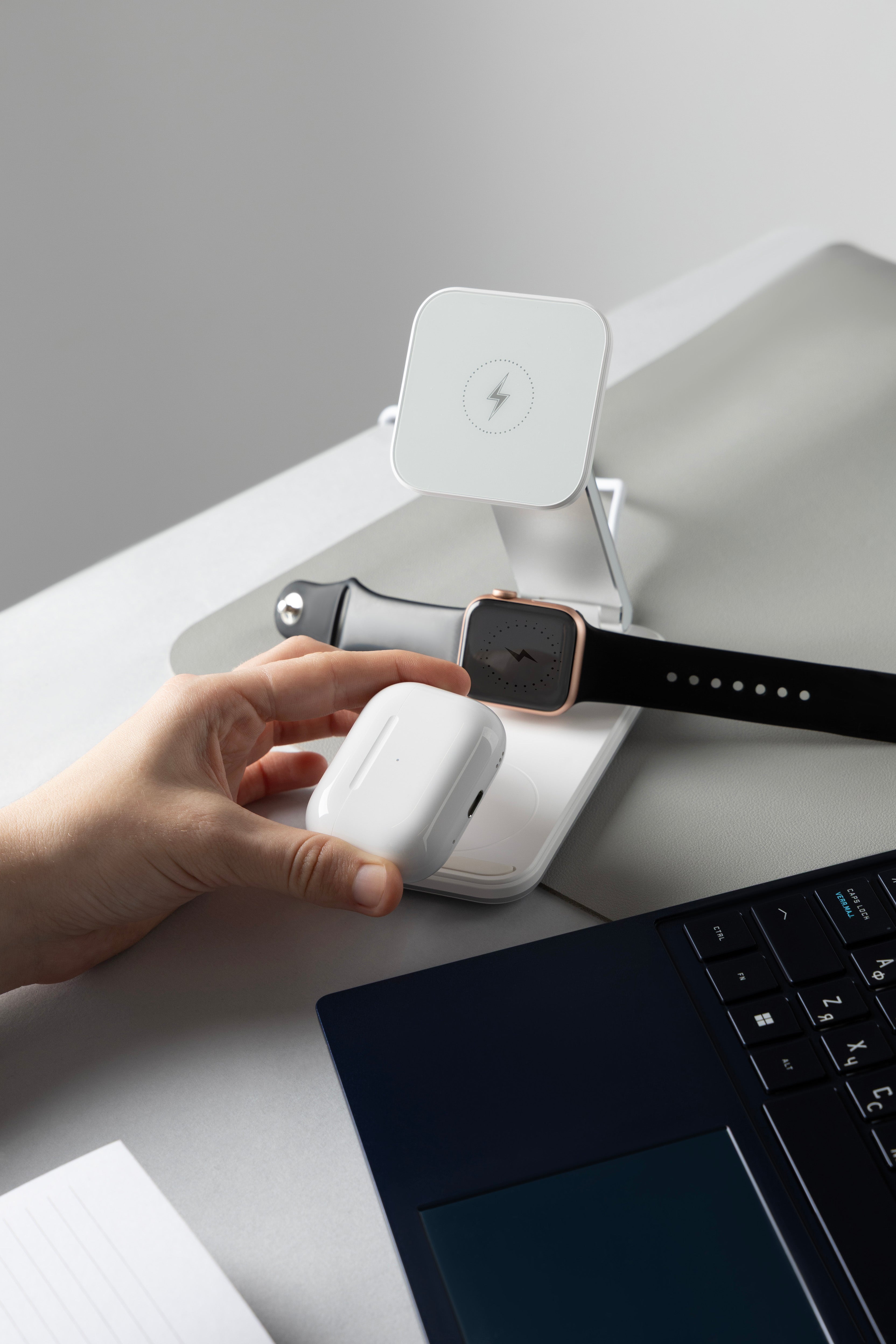Karikues wireless 3 në 1 Proove Energy Fold, 15W, i bardhë