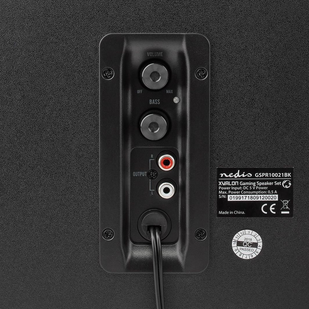 Kutia altoparlantë Nedis GSPR10021BK Gaming 2.1, 33W, 3.5mm USB, e zezë