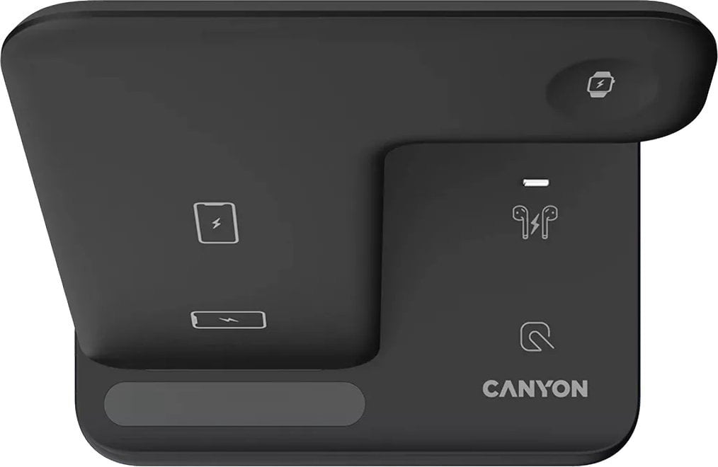 Karikues wireless 3n1 Canyon Wireless Dock QI, 15W, për Apple, i zi