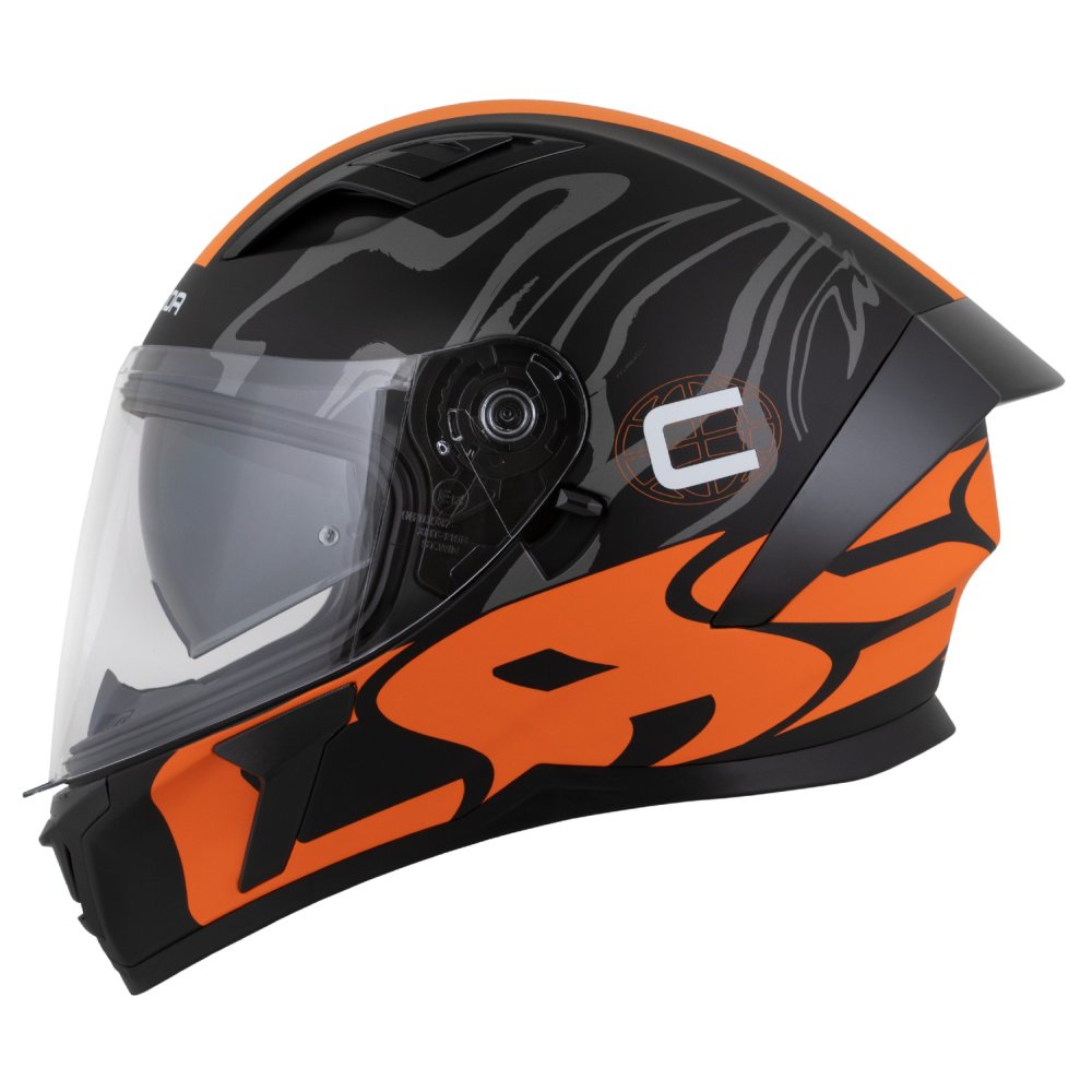 Helmetë integrale Cassida Orbit Multivers, ECE 22.06, me diell, e zezë matte portokalli gri e bardhë, XL