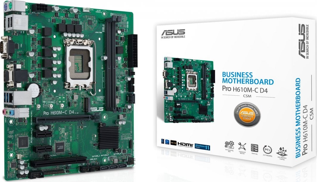 Pllakë amë ASUS PRO H610M-C D4-CSM, Intel H610, Socket 1700, 2 slot, Micro ATX