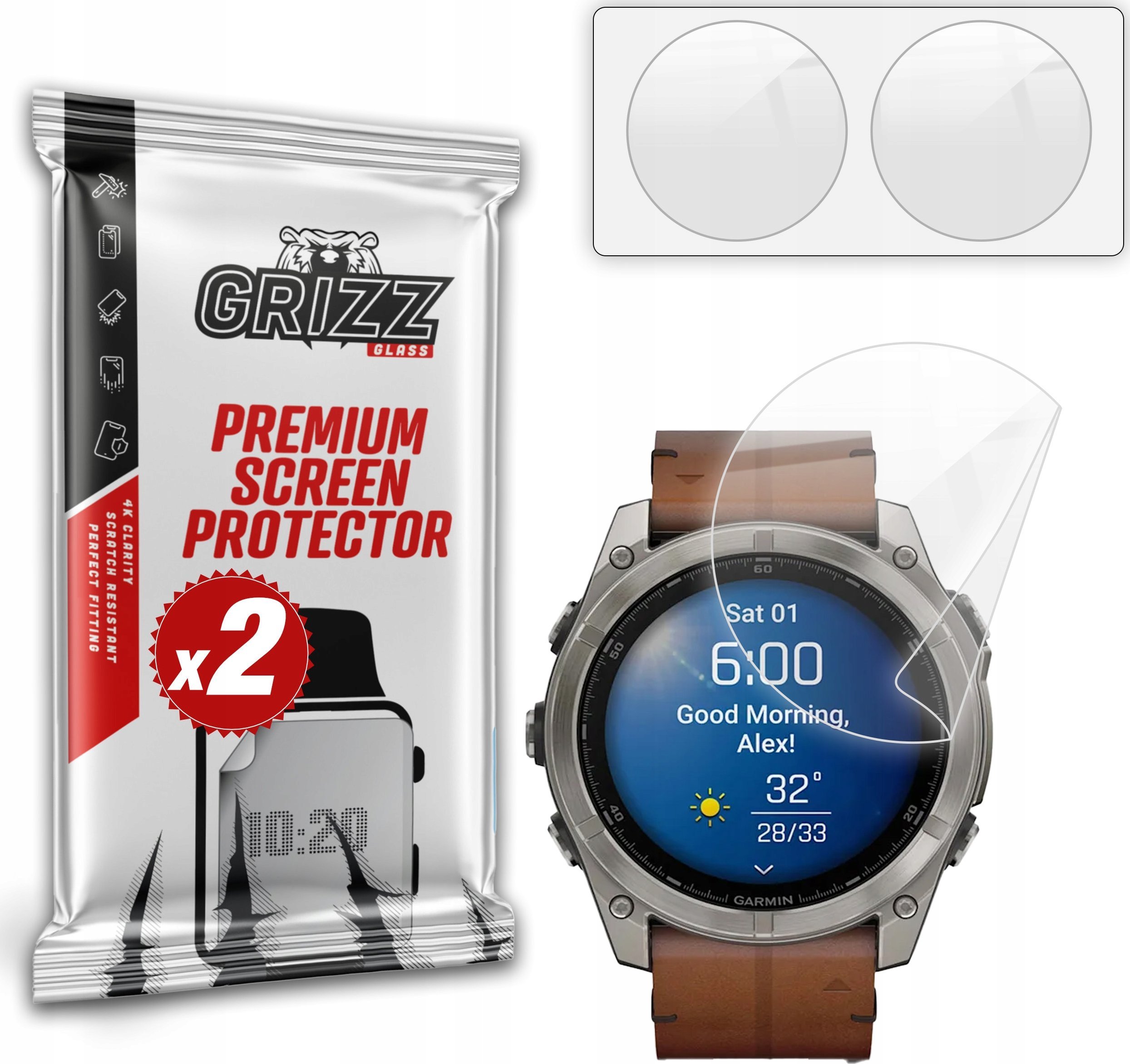 Film mbrojtës ekran Grizz CeramicFilm për Garmin Fenix 8 51mm, set 2 copë, transparent