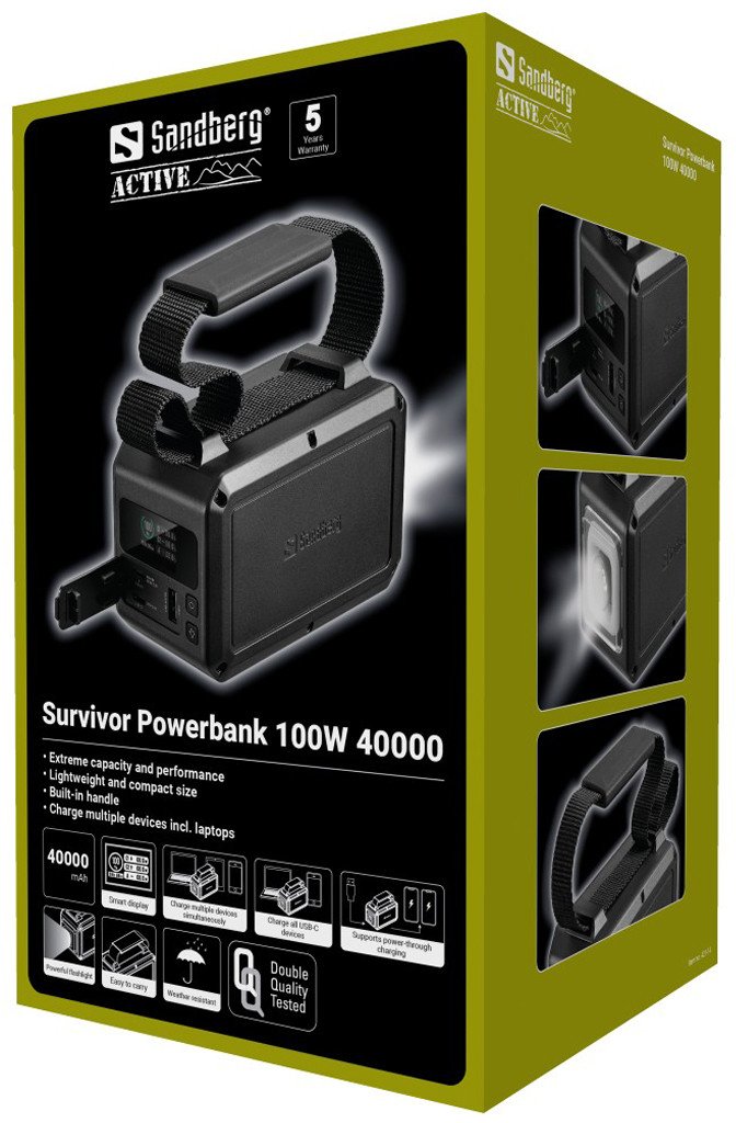 Powerbank Sandberg Survivor 100W, 40000 mAh, i zi