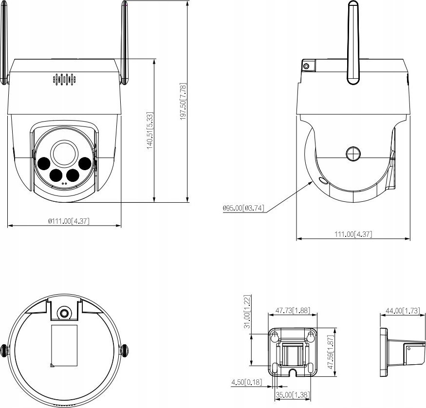 Kamerë sigurie Dahua SD-P3AE-PV-0400B-EUR, 3MP, WiFi PT, vizion nate me ngjyra, e bardhë