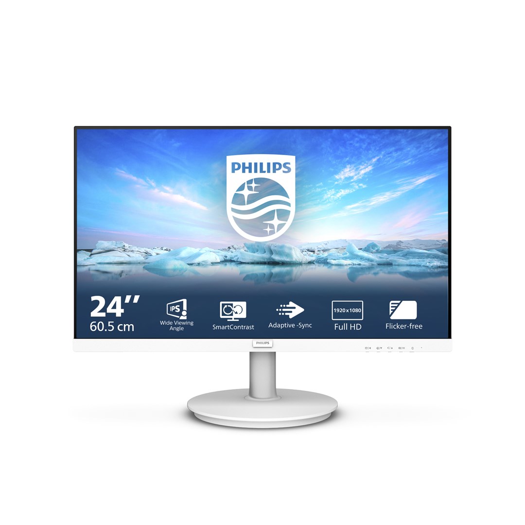 Monitor Philips V Line, 23.8", 1920 x 1080, 75 Hz, i bardhë