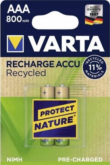 Bateri të rikarikueshme AAA Varta Recycled 56813101402, NiMH 800mAh, 1.2V, paketim 2 copë