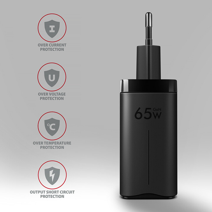 Karikues AXAGON GaN, USB-A, 2x USB-C, PD3.0/QC4+/PPS/Apple, 65W, i zi