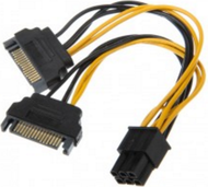 Adapter energjie Akasa AKCBPW1315, SATA 15-pin në PCIe 6-pin, 0.15m, i verdhë