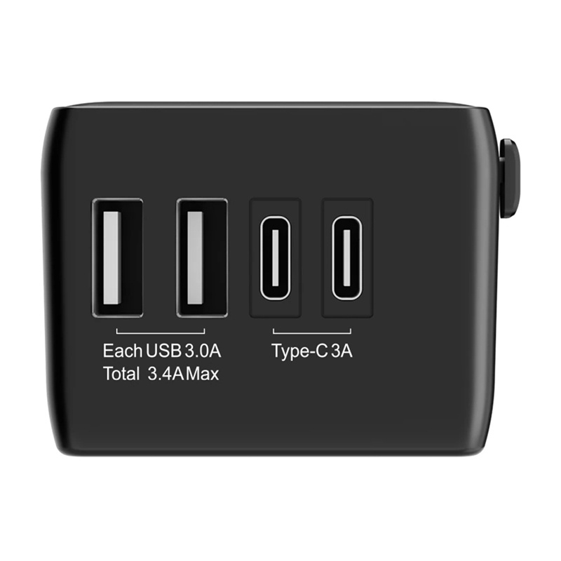 Adapter udhëtimi BlitzWolf BW-TA1, 4 në 1, 2x USB USB-C PD 20W, i zi